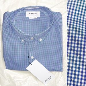 Ministry of Supply Men’s Gemini Woven Shirt Blue Green Size XXL Standard fit New